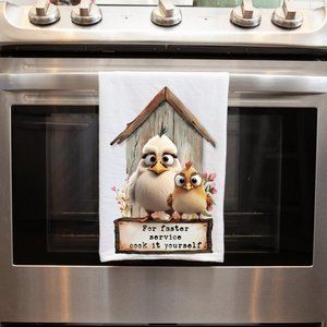 "Cook It Yourself" Funny Farmhouse Chicken Handmade Decorative Towel